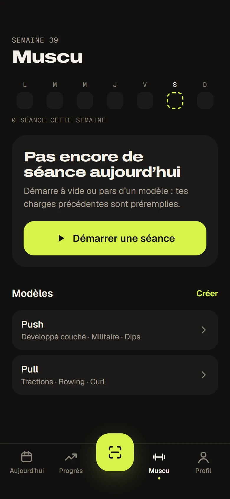 Onglet Muscu
