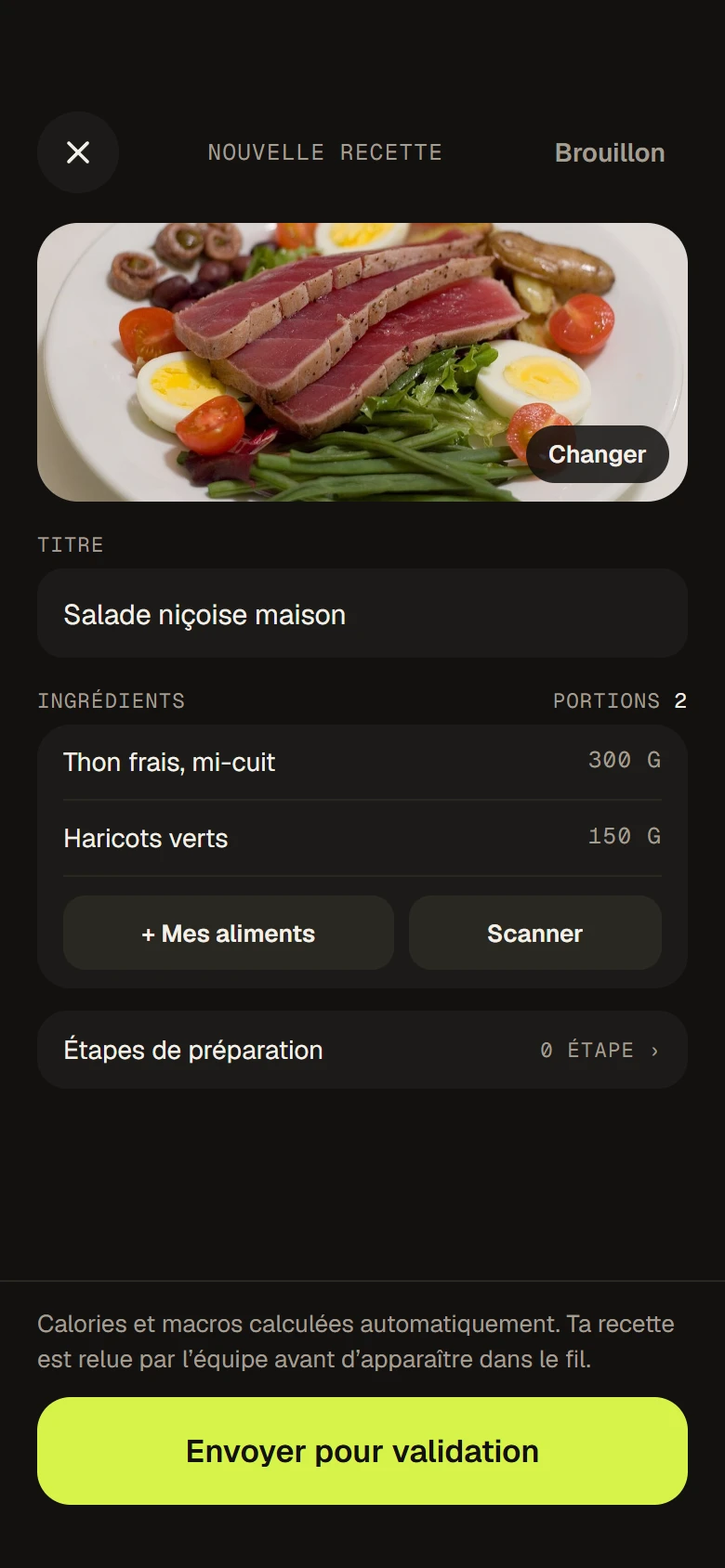 Publier une recette
